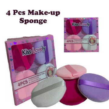 Kiss Lovely Makeup Sponge Set of 4 Loose Powder Puff Ultra Soft Velvet Makeup Colorful Puff