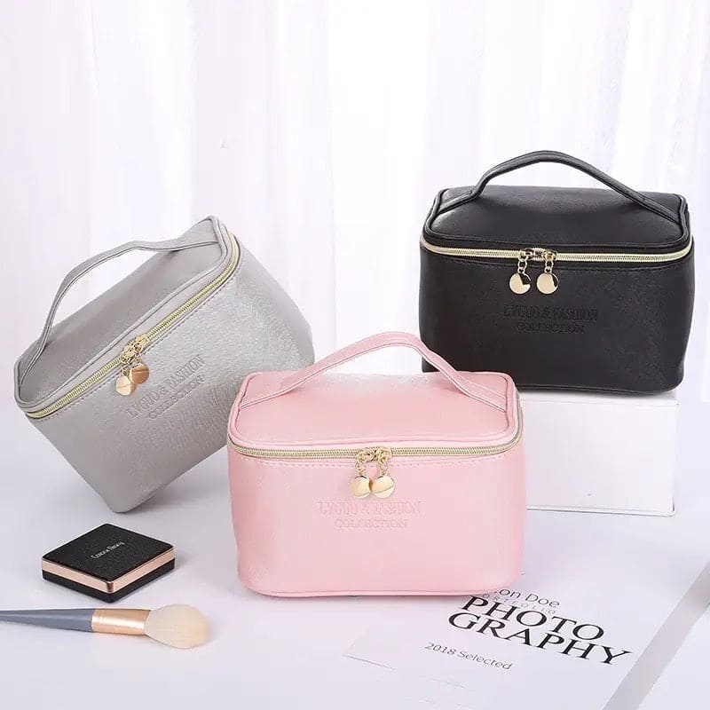 Set of 3Pcs PU Leather Makeup Travel Bag