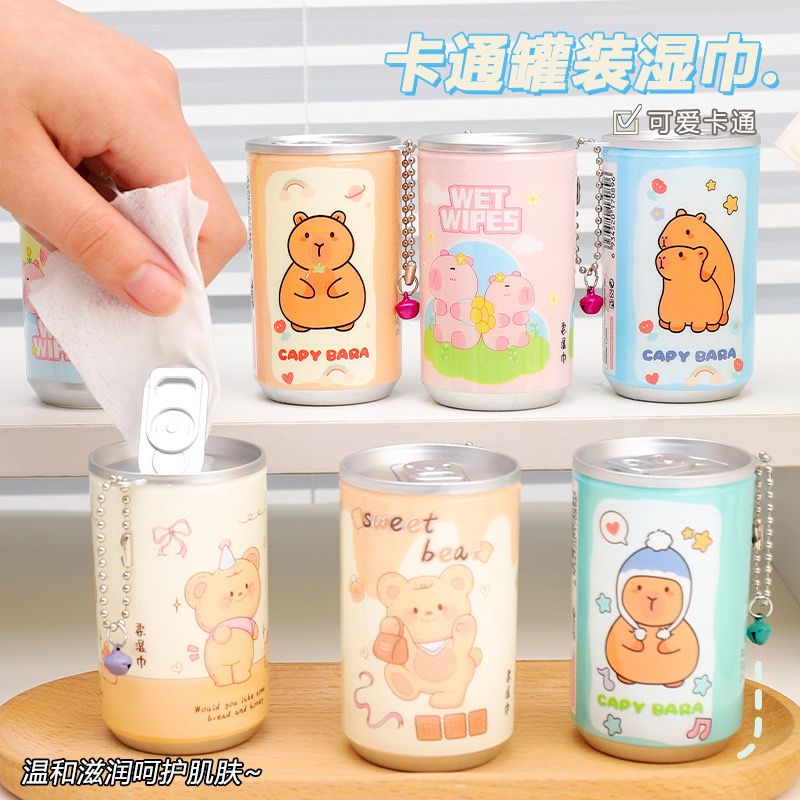 Mini Cartoon Can Makeup Remover Wet Wipes Tissue