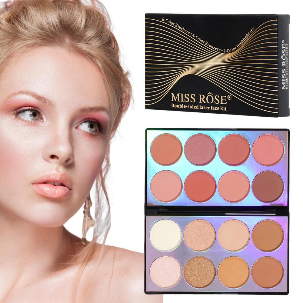 Miss Rose Double Sided Laser Face Kit New Makeup Palette 8 Blushers 4 Bronzers And Highlighter Kit