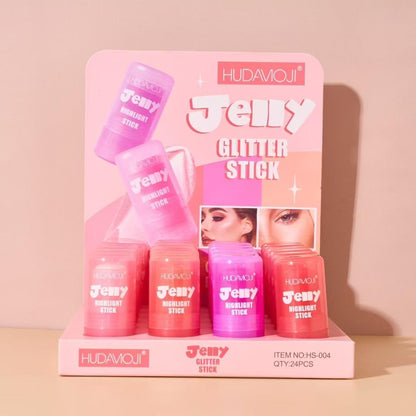 Hudamoji 4pcs Jelly Glitter Highlighter Stick