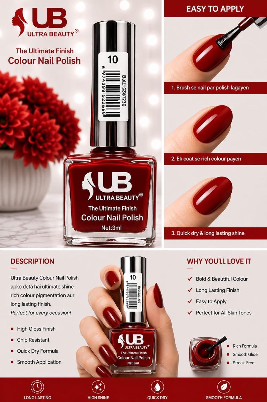Ultra Beauty Colour Nail Polish – 3ml (Set D)