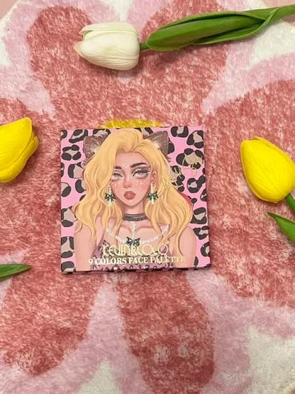 Kevin & Coco 9 Color Face & Eyeshadow Palette Bold Pigmented Glitter & Matte Shades with Mirror Long-Lasting Makeup Kit