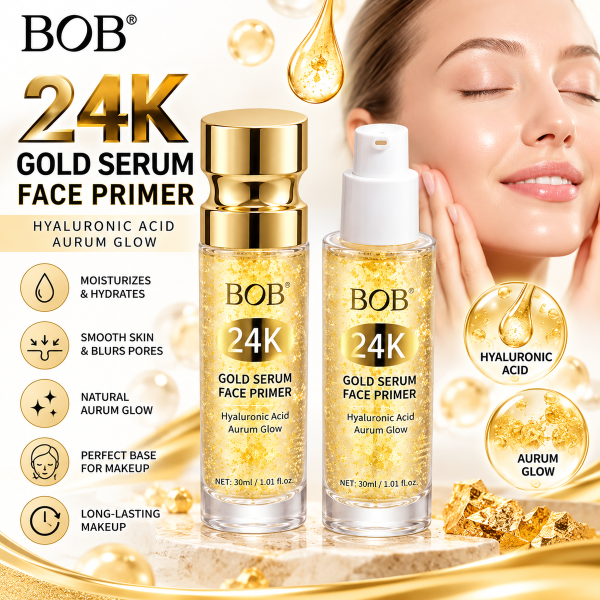 BOB 24K Gold Serum Face Primer 30ml