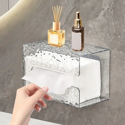 Multifunctional Wall Mounted Acrylic Water Ripple Design Tissue Box 21875