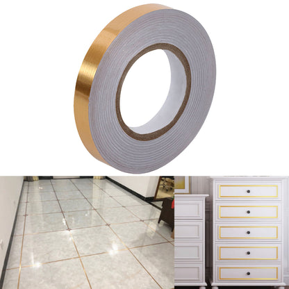 Self Adhesive Tile Sticker Tape Gold Ceramic Gap Seam Tape Sticker Waterproof 1cmx50m  (high return)