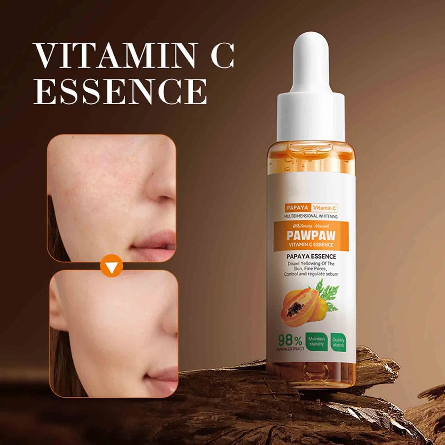 Bioaqua Paw Paw Vitamin C Essence Papaya Extract Brightening Anti Oxidation Deep Hydration Moisturizing Serum 30ml