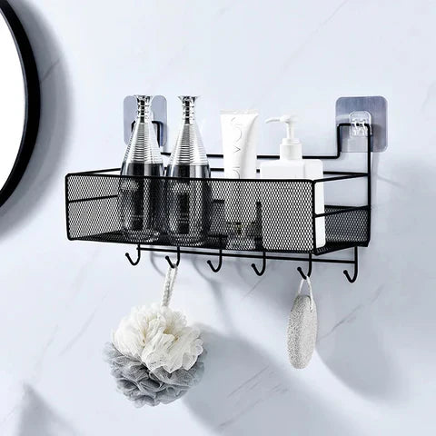 Wall Shelf With Hooks Meshed Wall Shelf 0951