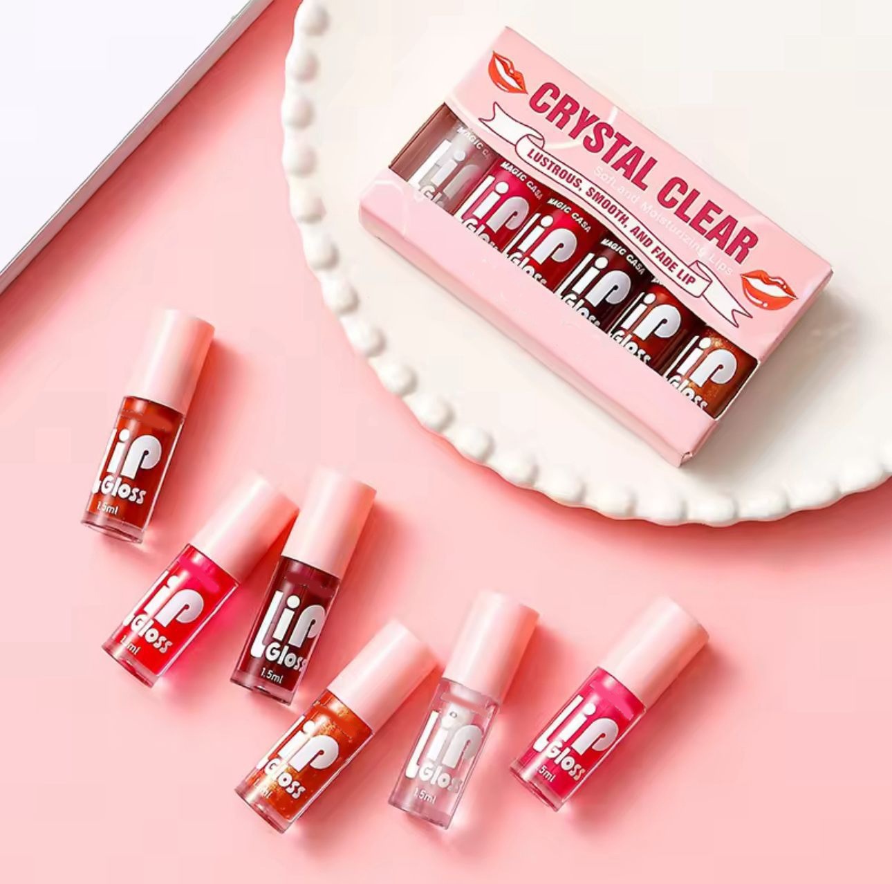 Huxia Beauty Crystal Clear Soft And Moisturizing Lip Oil 6pcs Lip Gloss Set