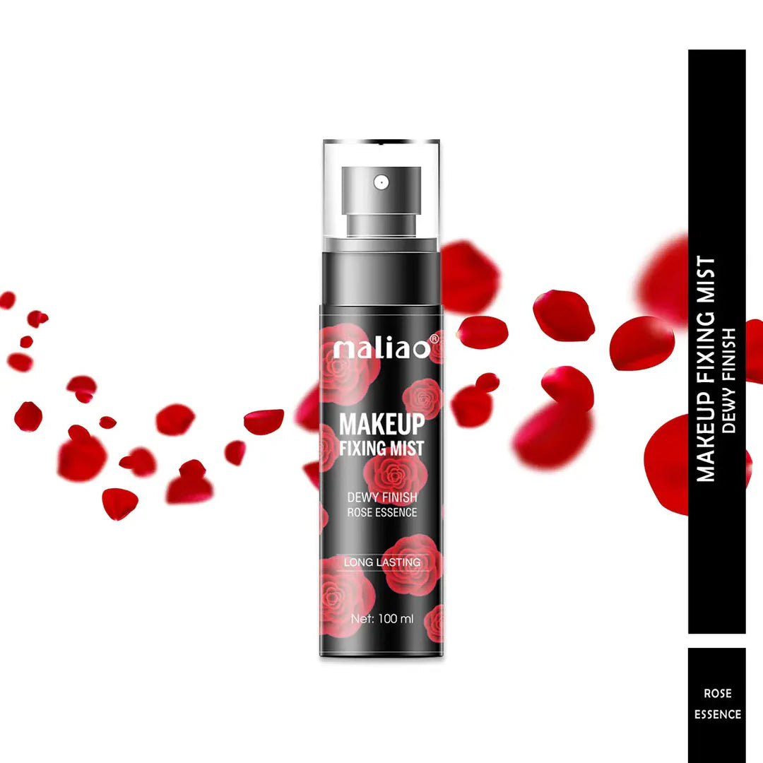 Maliao Dewy Finish Makeup Fixing Mist with Rose Essence Long-Lasting Makeup Fixer 100ml