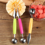 Stainless Steel Watermelon Baller Cutter Carving Knife Double Side Fruit Digging Ice Cream Platter Spoon