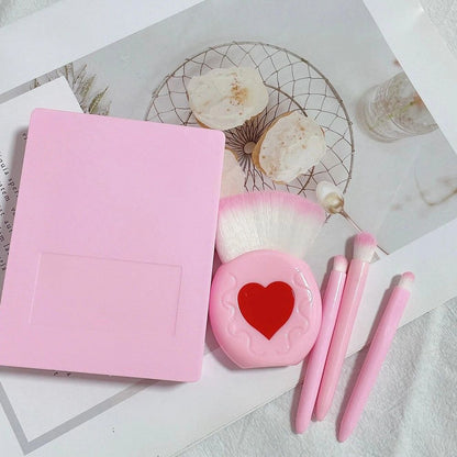 Cute Fancy 4 Pcs Mirror Plastic Box Brush Set