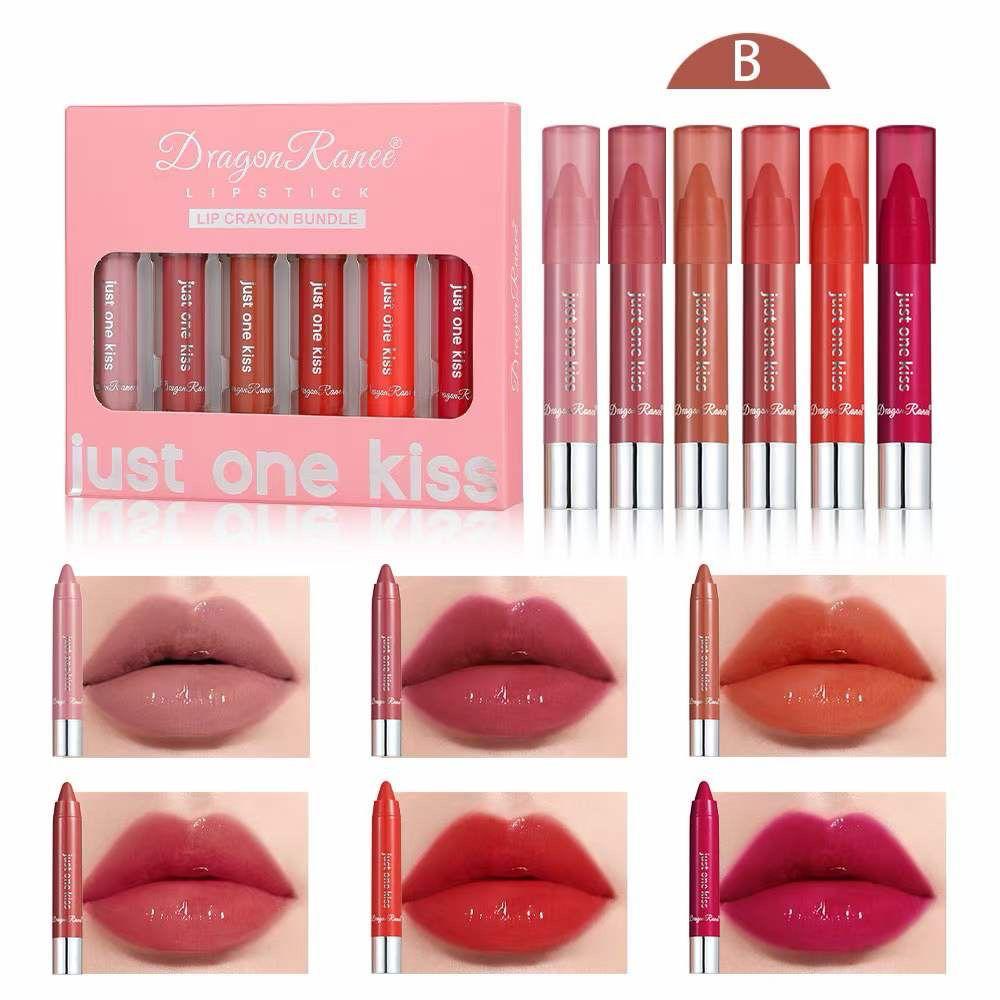 Dragon Ranee Just One Kiss Lipstick Lip Crayon Bundle 6Pcs Set