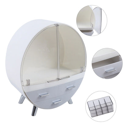 Multipurpose Dustproof Cosmetic Organizer Vanity Storage Case With 3 Drawers And Stand