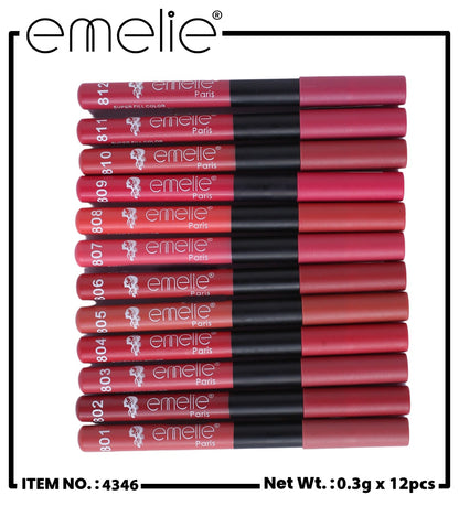 Emelie Matte Lip & Eye Pencil 12Pcs Set