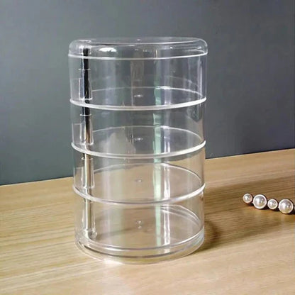 Transparent Round Layer 360 Rotatable Jewelry Storage Box