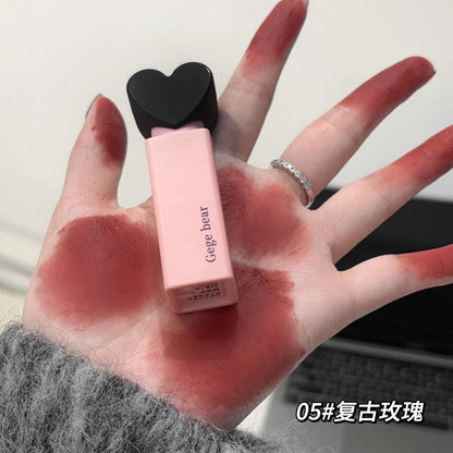 Gege Bear Dream Love Heart Lipstick Velvet Matte Lip Gloss 6Pcs Set