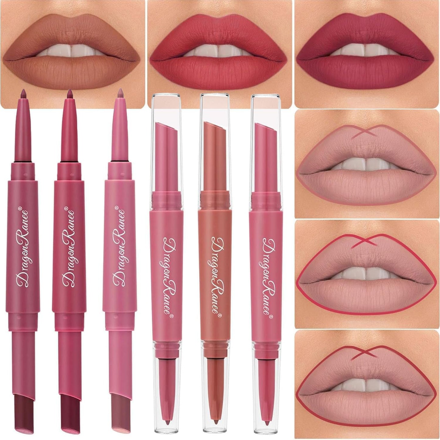 Dragon Ranee Double Head Matte Lip Liner Matte Lipstick Pen