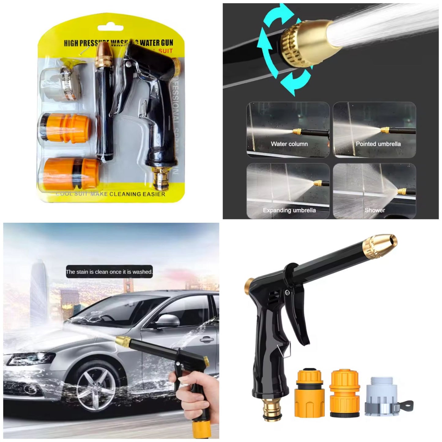 High Pressure Power Water Gun Car Washer Water Jet Garden Washer Hose Wand Nozzle Sprayer Watering Spray Sprinkler Cleaning Tool 5 PCS WATER SPRAY NOZEL SET
