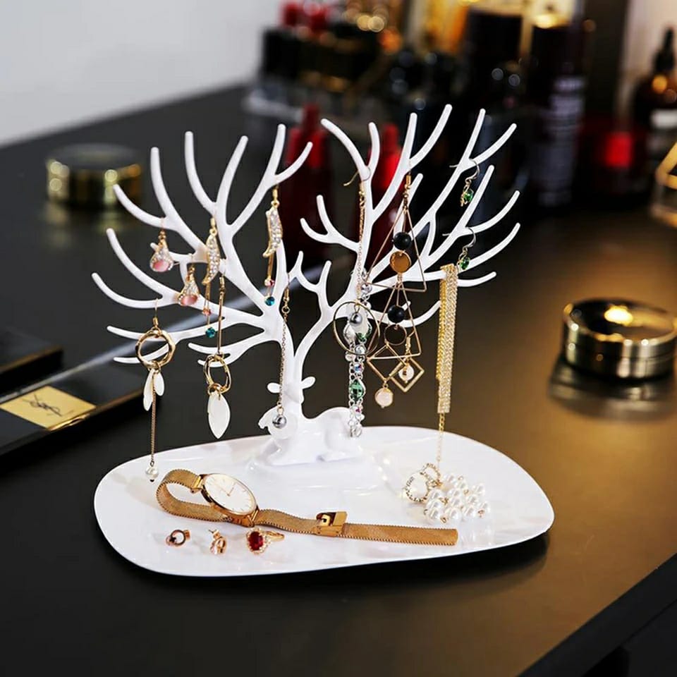 Little Deer Tree Earrings Necklace Ring Pendant Bracelet Jewelry Display Stand Holder Organizer