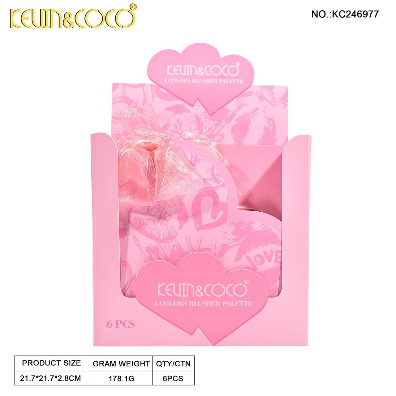 Kevin & Coco 4 Color Heart Shape Airy Mousse Blush Set Pack of 4