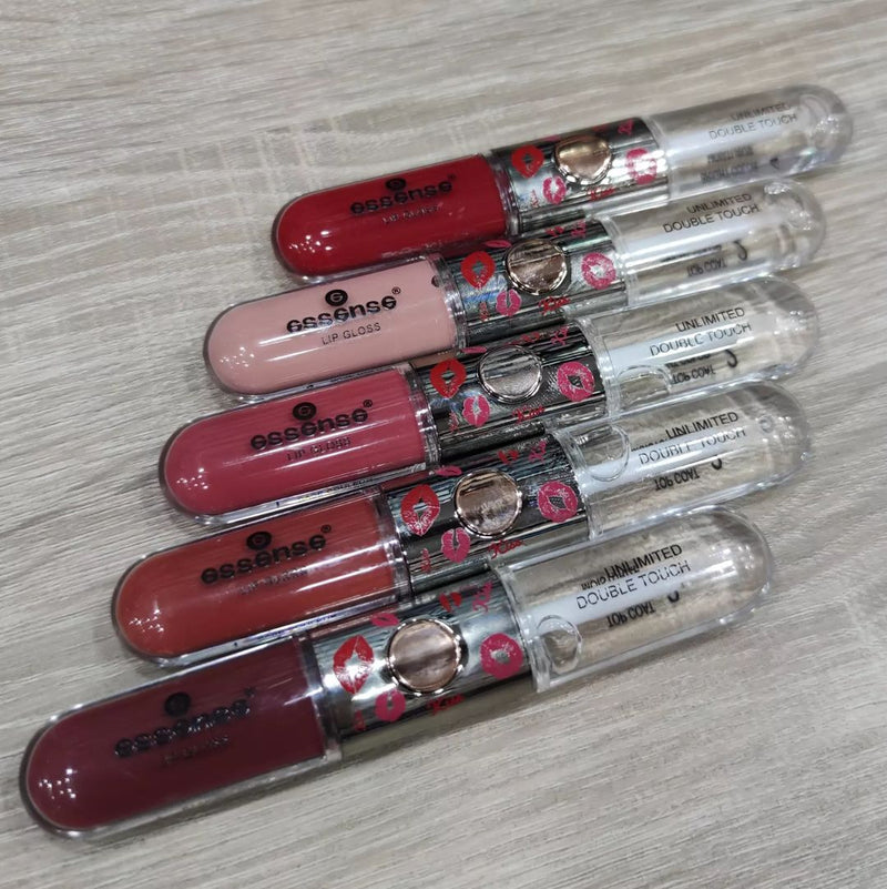 Eccsece 6 Pcs 2in1 Transparent Nude Lip Gloss Set