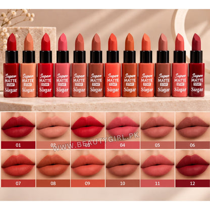 Miss Rose Sugar Super Stay Matte Lipstick Set – 12 Pieces