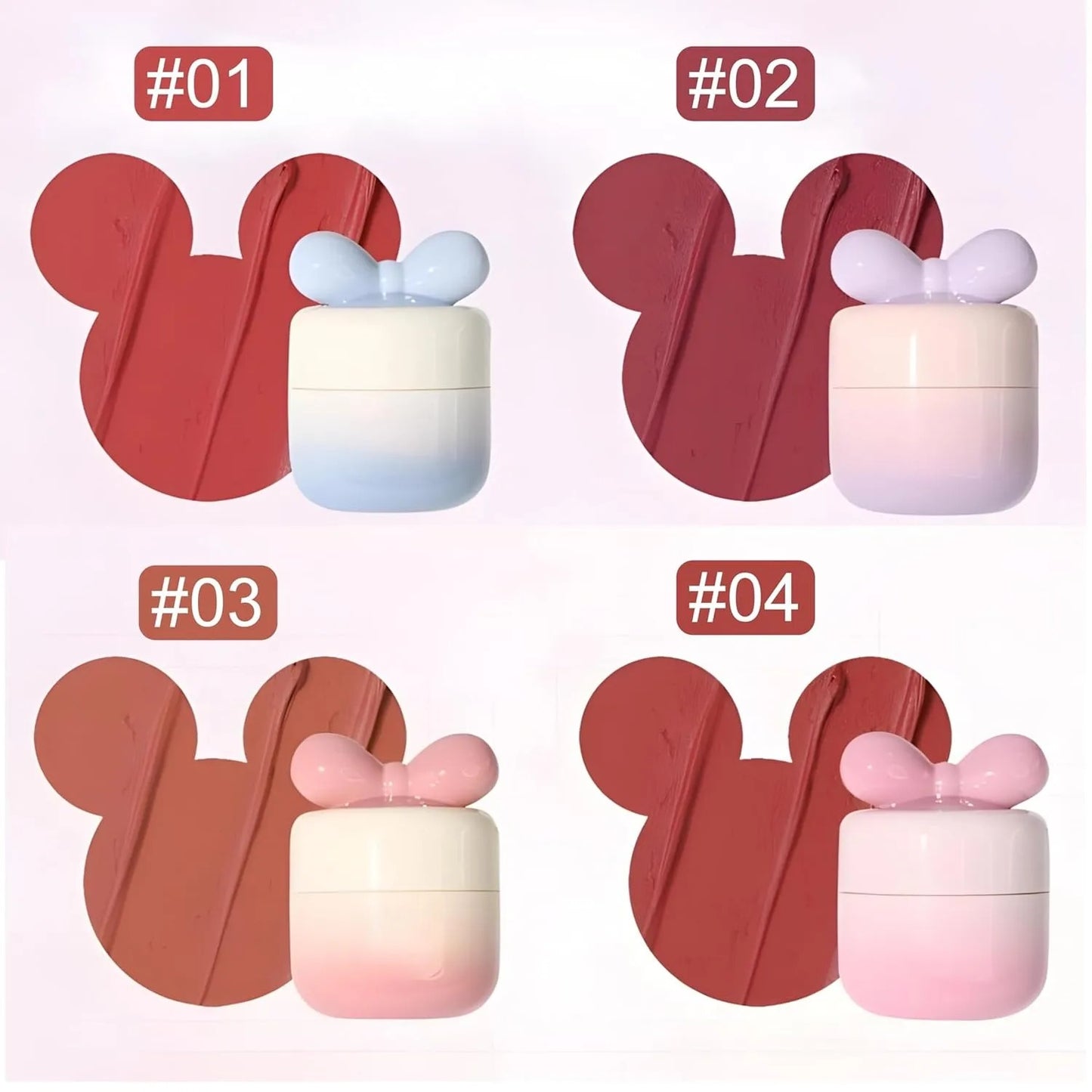 Mocallure Korean Bow Knot Lip Mud Long Lasting Lip Gloss 4Pcs Set