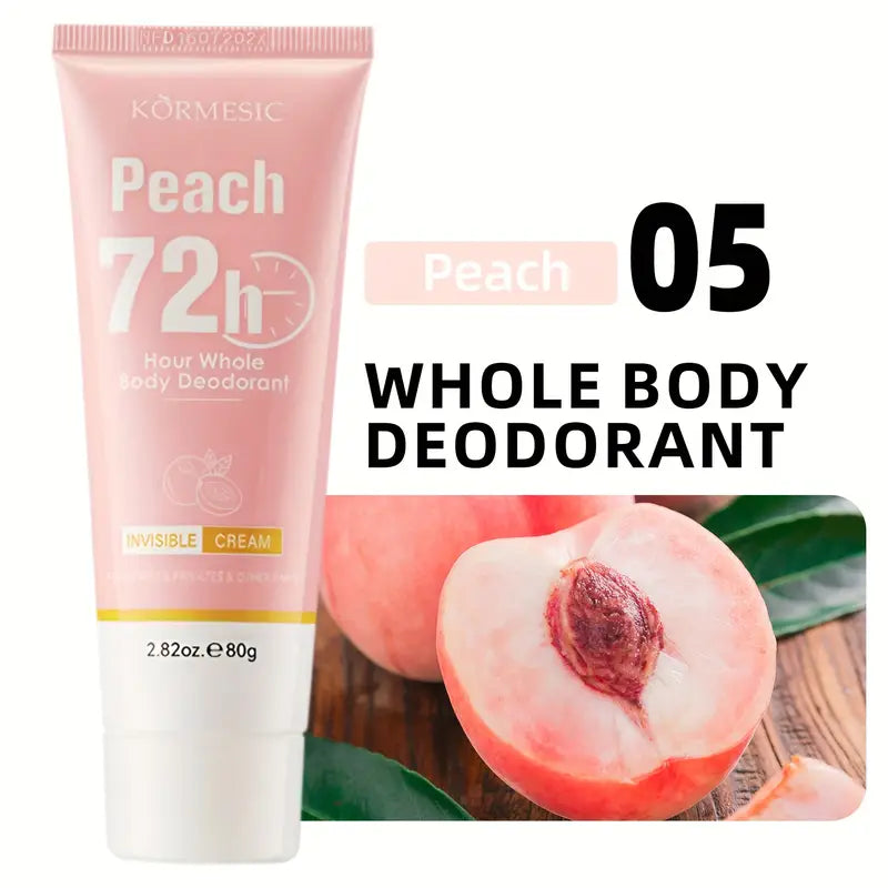 Kormesic Peach 72 Hour Whole Body Deodorant Invisible Cream Body Deodorant For Armpit & Private & Other Parts Cream 80g