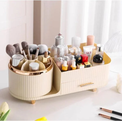 New Elegant Style 360 Degree Rotating Cosmetic Organizer Brush Holder And Cosmetic Tray