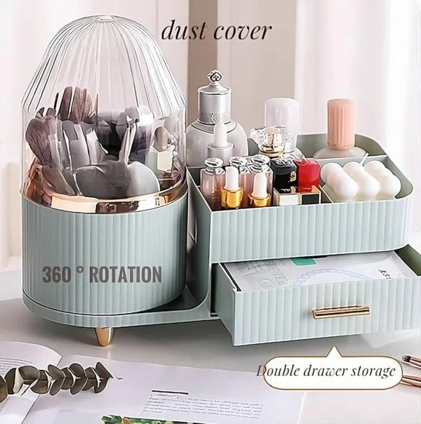 New Elegant Style 360 Degree Rotating Cosmetic Organizer Brush Holder And Cosmetic Tray