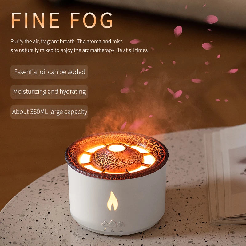 Portable New Fine Fog Volcanic Flame Aroma Diffuser Essential Oil Lamp USB Air Humidifier Night Light