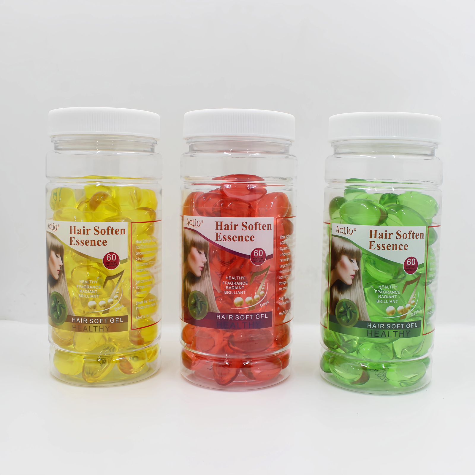 Actio Vitamin Shine Soft Gel Hair Growth Conditioning Oil Repair Hair Scalp Care 60pcs Capsules Bottle