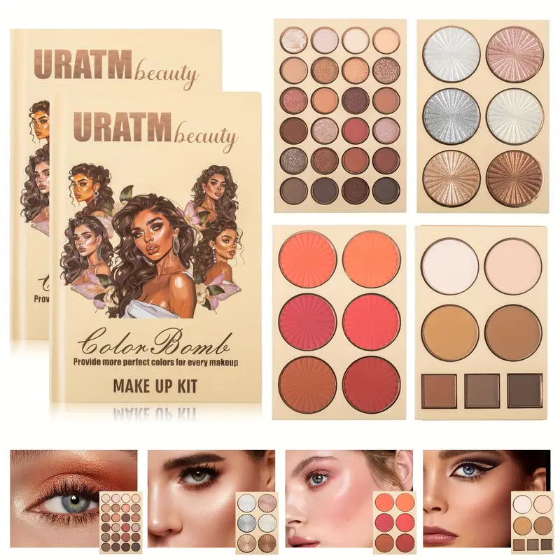 URATM Beauty Color Bomb 43 Color Eyeshadow Highlighter Blush Contour Makeup Kit