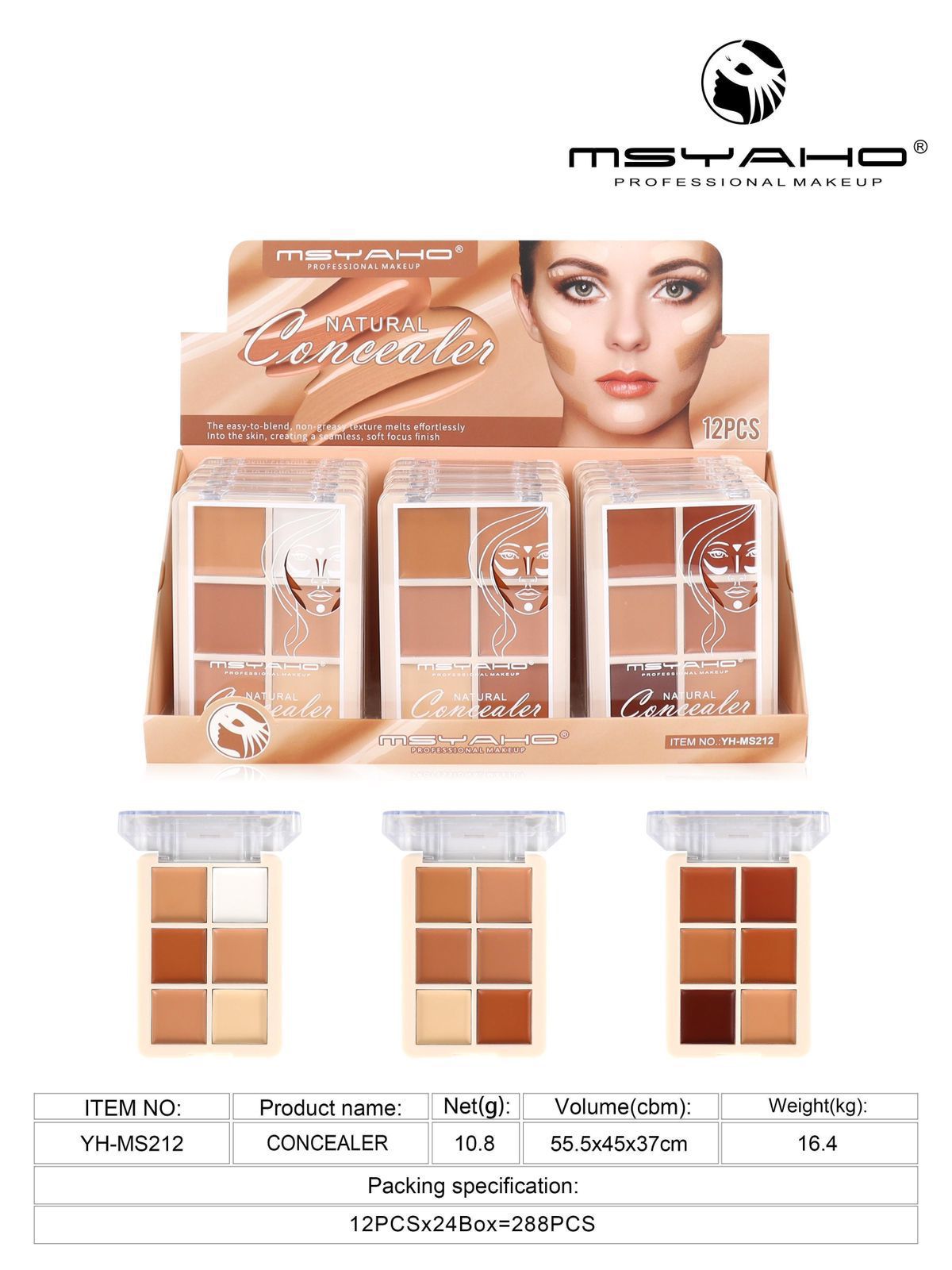 MSYAHO Professional 6 Color  Natural Concealer Palette