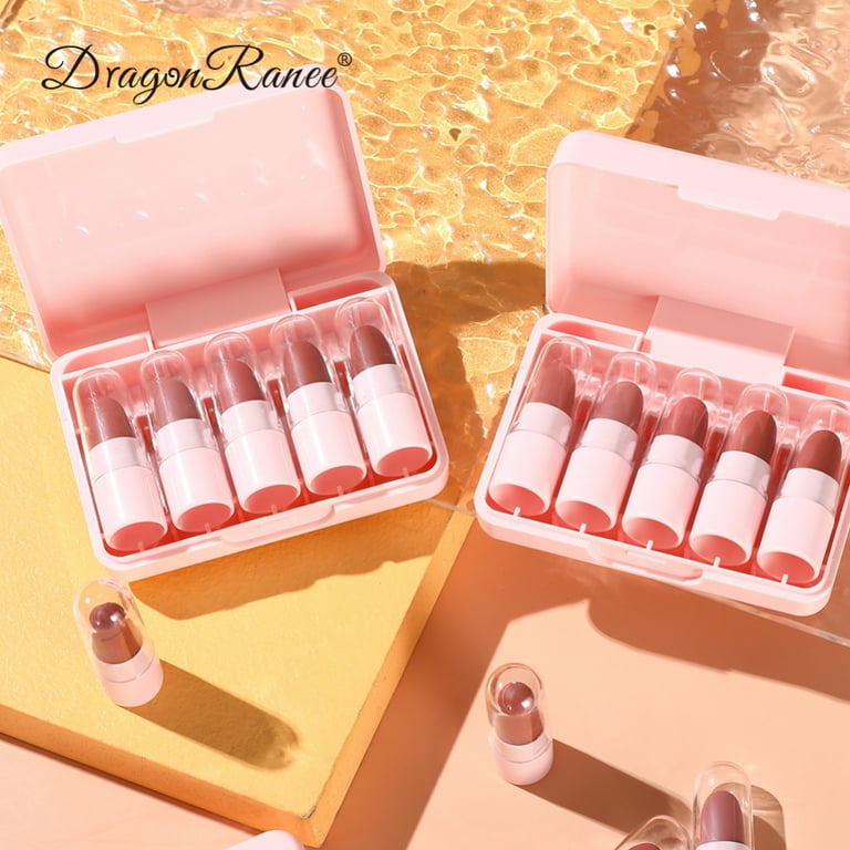 Dragon Ranee Peach Mini Lipstick 5Pcs Set