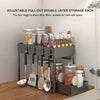 Multifunction Double Layer Kitchen Storage Rack Sliding Seasoning Shelf