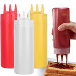 3 Hole Plastic Squeeze Bottles Squeeze Seasoning Sauces Dispenser Bottle Pack Of 2