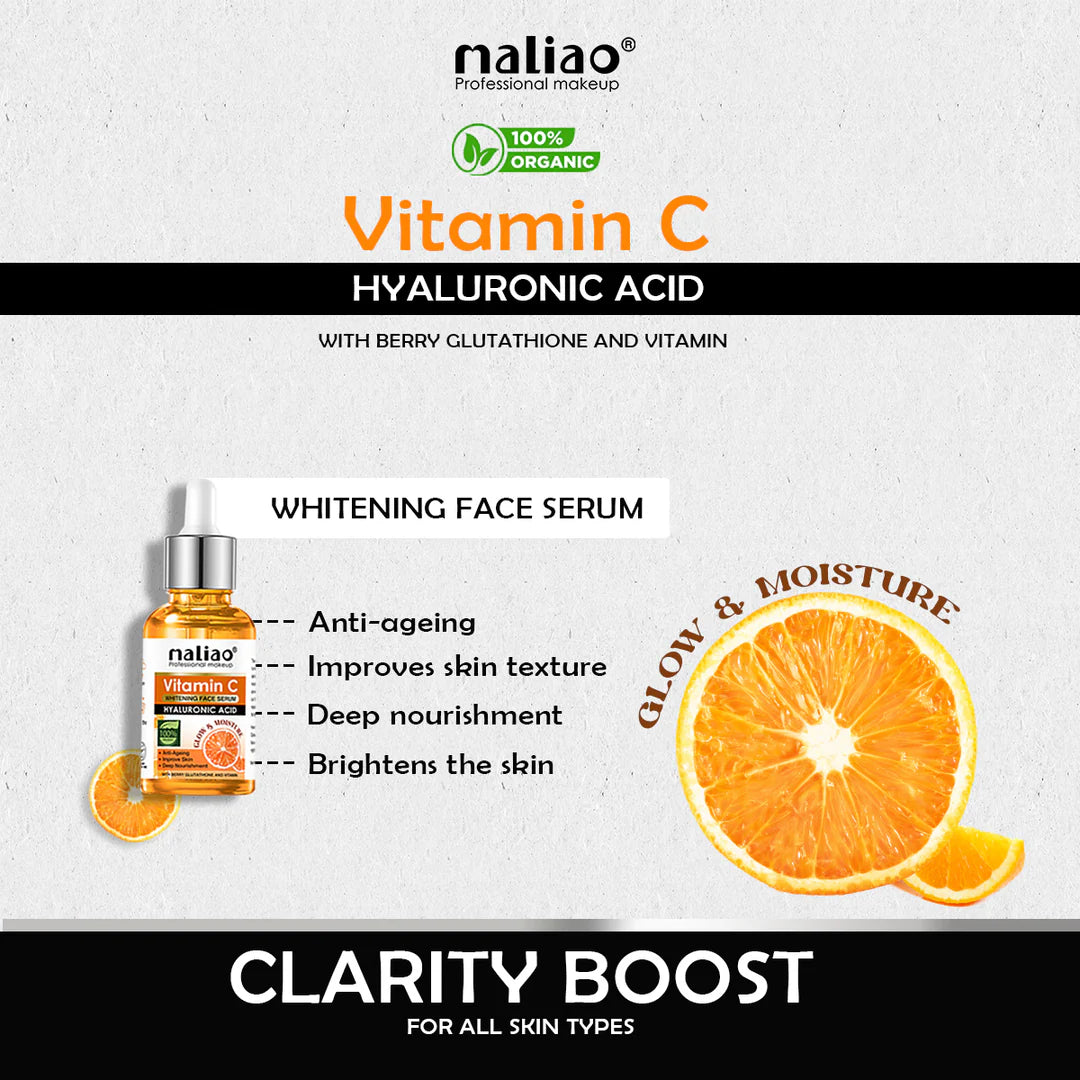 Maliao Vitamin C Whitening Face Serum With Berry Glutathione & Hyaluronic Acid