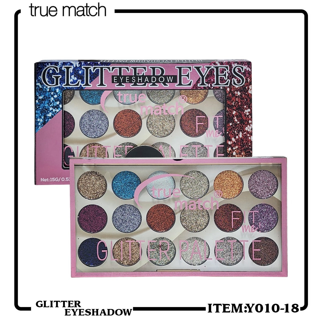 True Match Fit Me 18 Color Magic Glitter Eyeshadow Kit