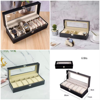 6 Slot PU Leather Watch Organizer Leather Watch Box With Lock System