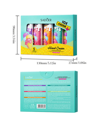 Sadoer 5Pcs Ice Cream Hydrating Fragrance Hand Cream