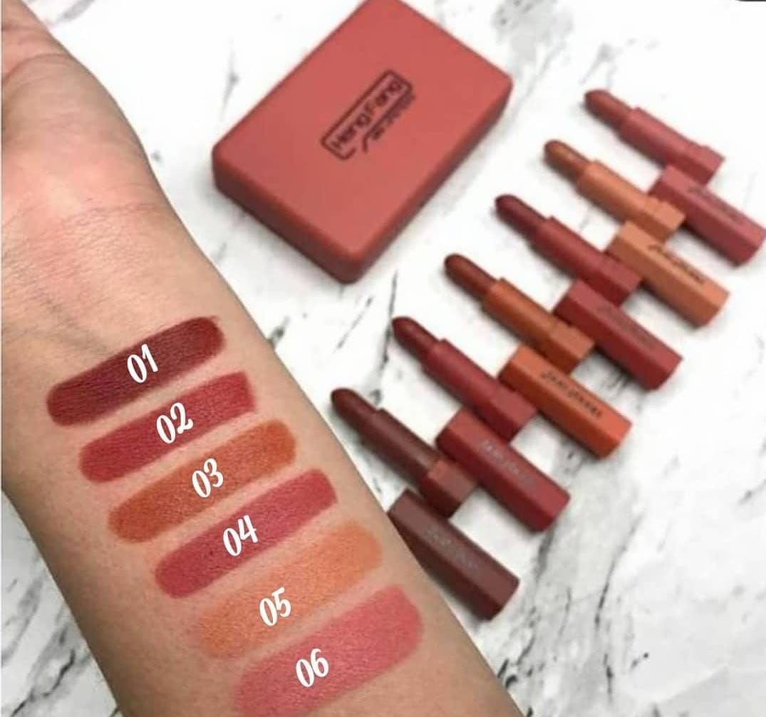 Hengfang 6pcs Mini Velvet Lipstick Waterproof (Multi Edition) H-138