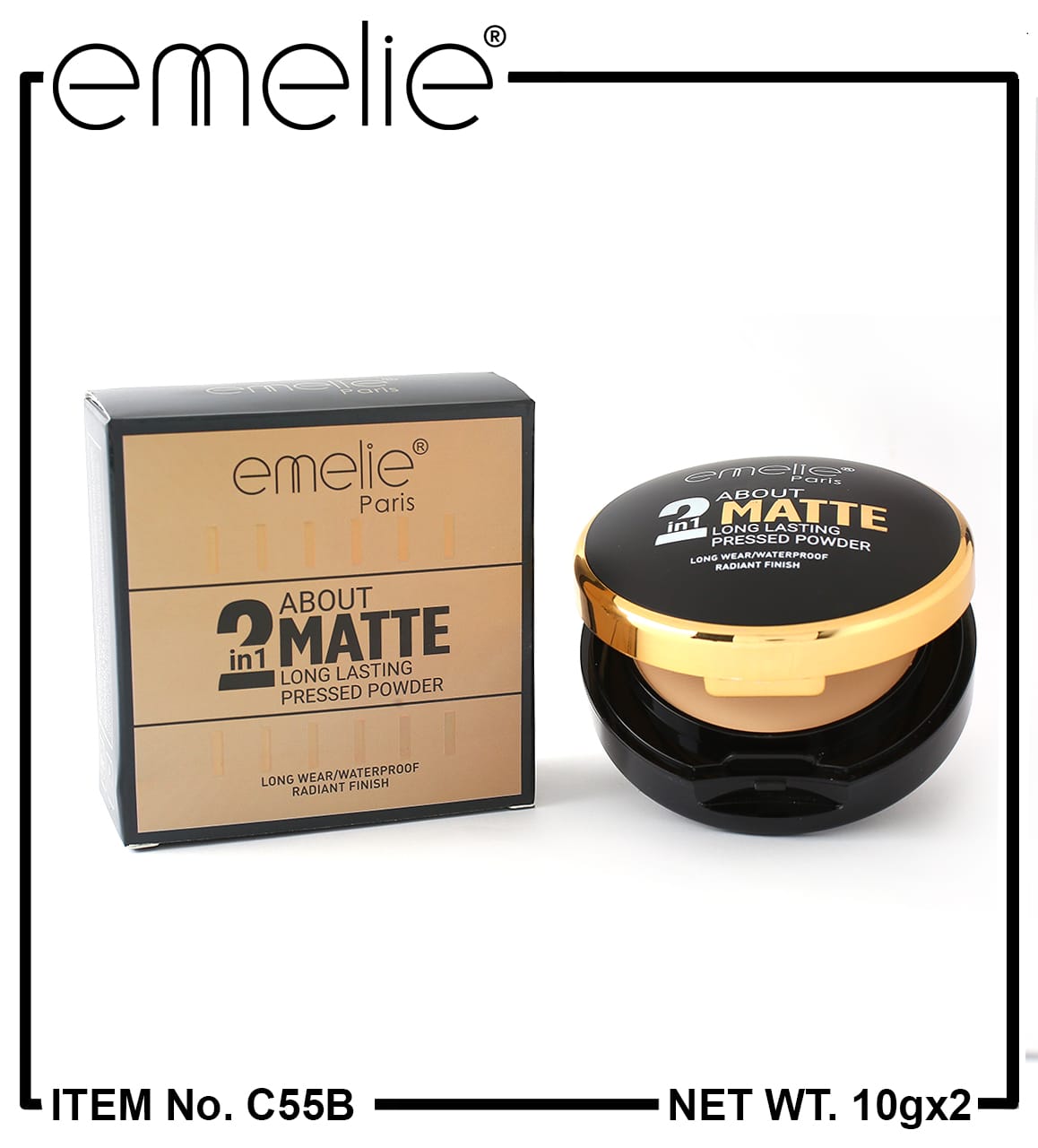 Emelie 2 in 1 Matte Pressed Powder