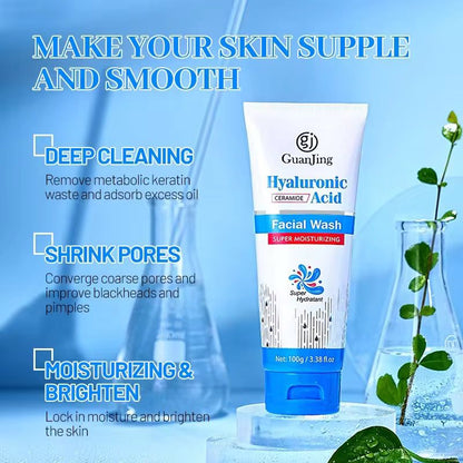 GUANJING Deep Cleansing Hyaluronic Acid Face Cleanser Natural Hydrating Moisturizing Face Wash For Dry Skin