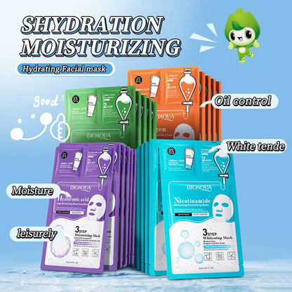 Bioaqua 3 Step Collagen &amp; Niacinamide Sheet Mask Pack - Set of 3