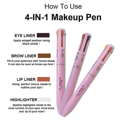 4in1 Makeup Pen Eyeliner Lip Liner Eyebrow Pencil Highlighter