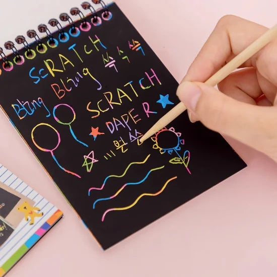 Multicolor Rainbow Kids Magic Drawing Paper Scratch Sketch Notebook