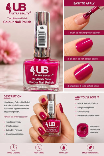 Ultra Beauty Colour Nail Polish – 3ml (Set E)