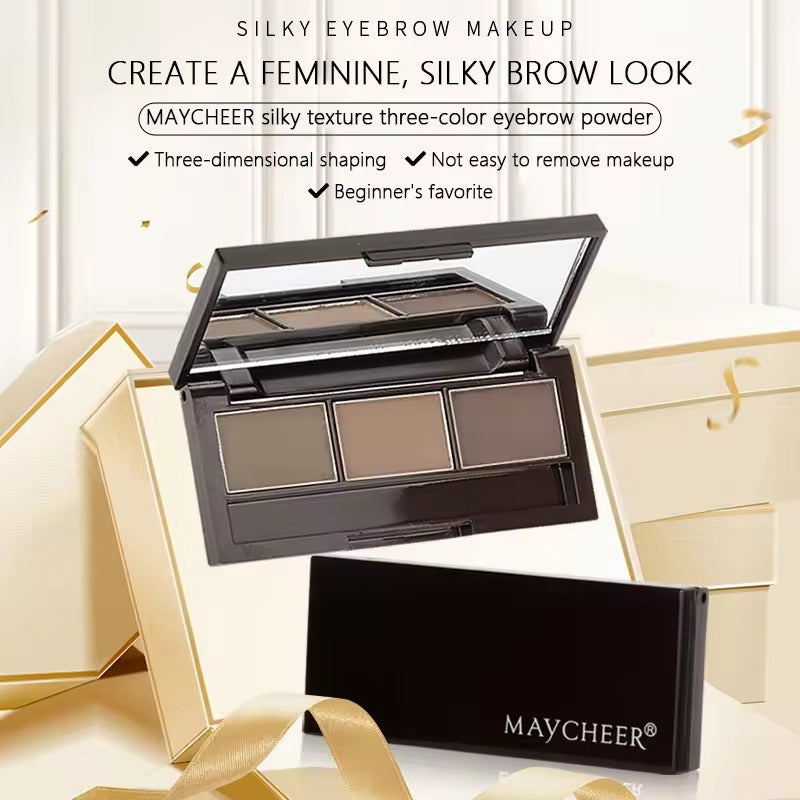 MAYCHEER Silky Texture Tricolor Long Lasting Waterproof 3 Color Eyebrow Powder